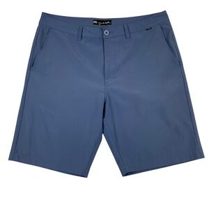 TravisMathew Mens Golf Shorts Blue Gray Performance Stretch Flat Front Size 36